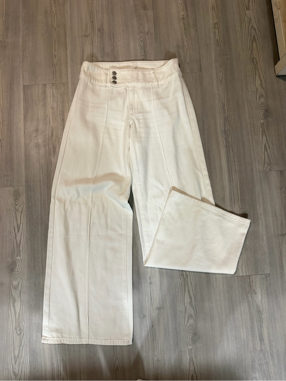 Cider Cream Wide-Leg High-Rise Chinos